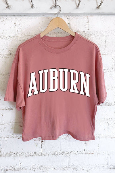 AUBURN PUFF GRAPHIC LONG CROP TOP: INDIGO BLUE