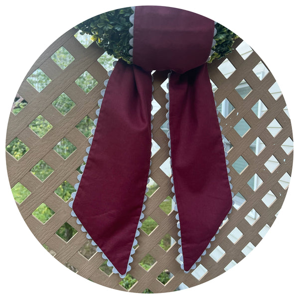 Custom Linen Sashes with Trim : Red with White trim 54"