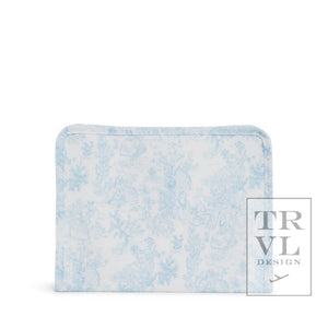 Roadie Medium - Bunny Toile Blue Zip Pouch *new!