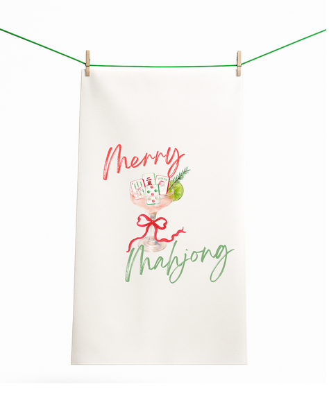 Merry Mahjong Christmas gift towel holiday cute hostess gift