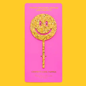 Smiley Gold Confetti Cake Topper