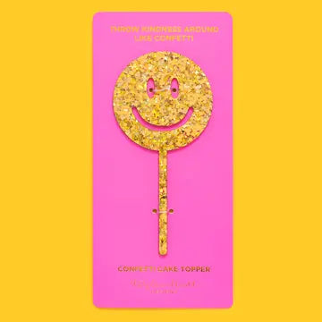 Smiley Gold Confetti Cake Topper