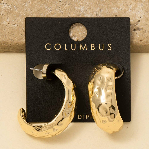 Gold Dipped Large Warped Wide Hoop Earrings: GOLD
