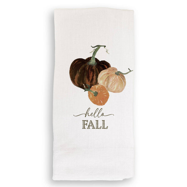 Mocha Pumpkins with Hello Fall: Dishtowel / -