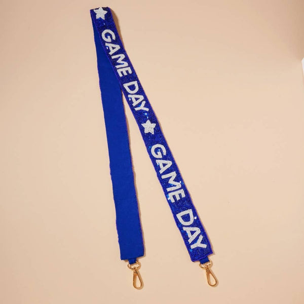 Game Day Seed Beaded Bag Strap: Orange/Navy