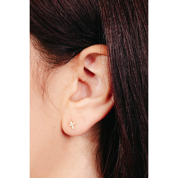 Gold Dipped Mini Cross Stud Earrings: GD