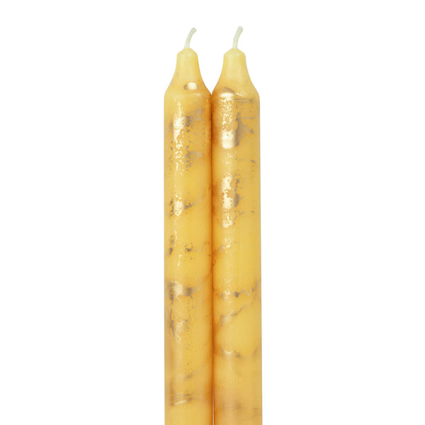12" Decorative Taper Candles 2pk: Prairie Blue w/ Gold