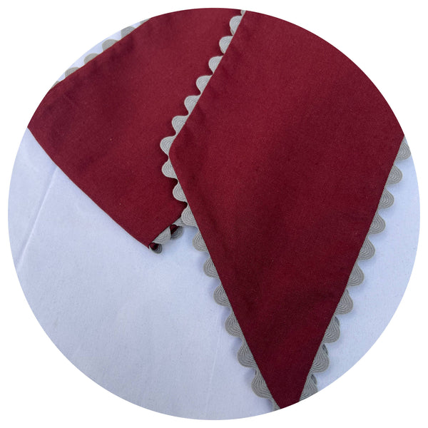Custom Linen Sashes with Trim : Red with White trim 54"