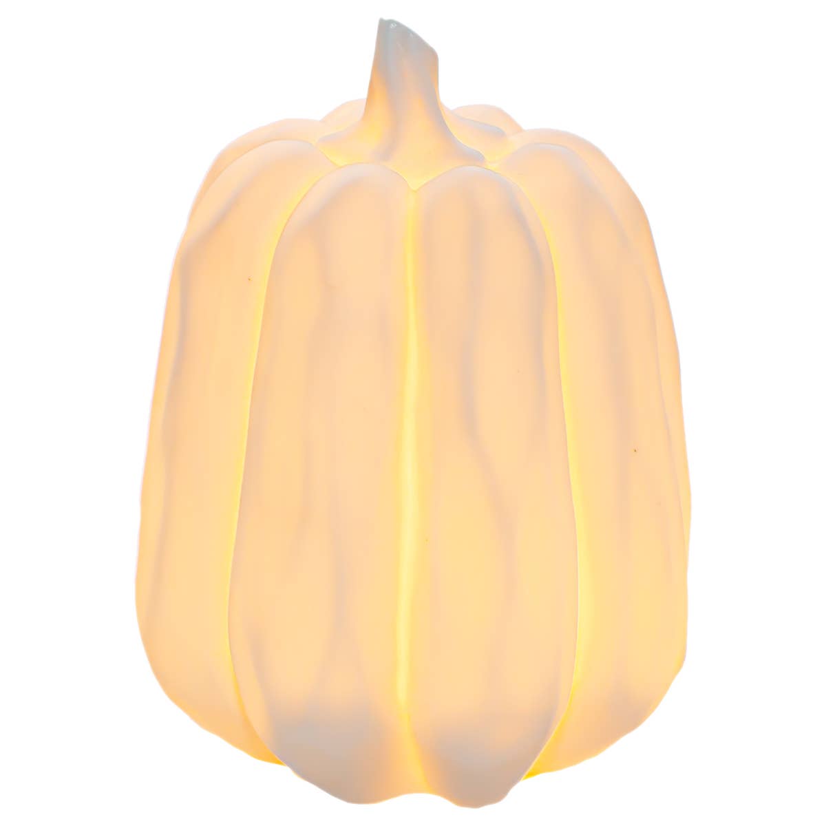 4.25 Round White LED Stoneware Pumpkin Fall