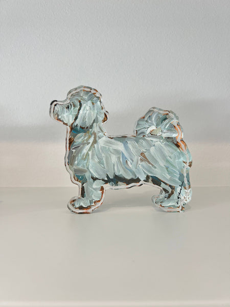 "Maltese" acrylic shelfie: Short-haired
