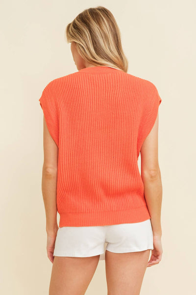 'GAMEDAY" EMBROIDERED SLEEVELESS SWEATER VEST: Burnt Orange