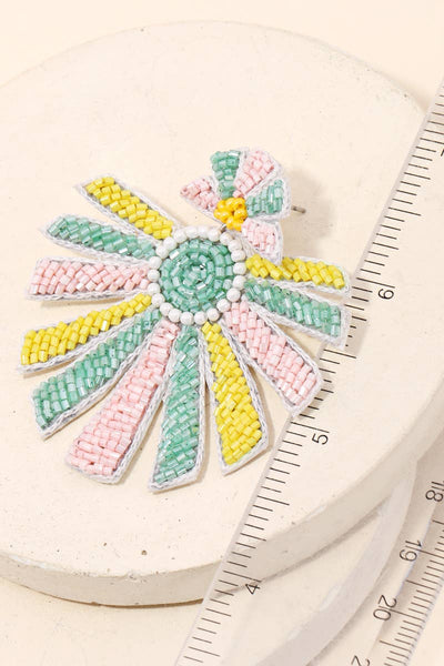 Seed Beaded Round Statement Earrings: