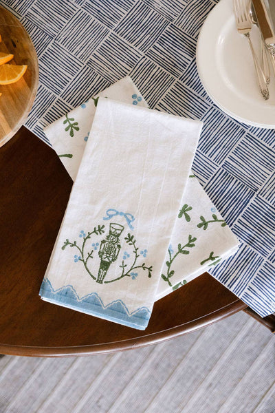 Tea Towel - Nutcracker Motif, Sage & Uniform Blue