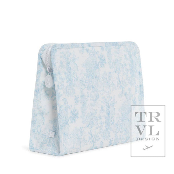 TRVL Roadie Large - Bunny Toile Blue Zip Pouch
