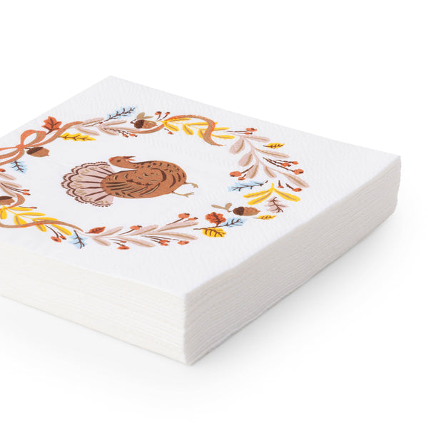 Fall Foliage Turkey Cocktail Napkins (Set of 20)