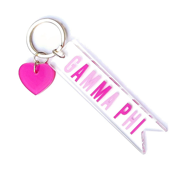 Sorority & Greek Acrylic Heart Keychain: Phi Mu