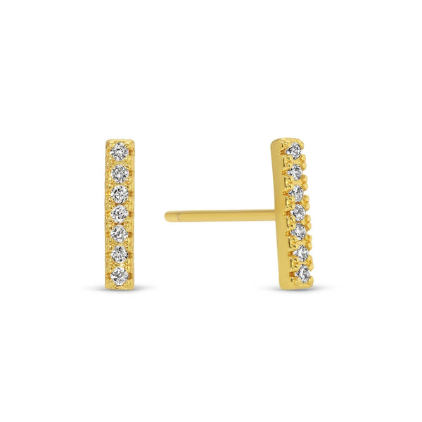Pave Bar Studs On Velvet Gift Tag: Gold