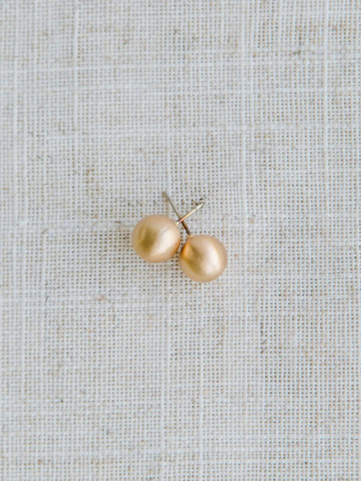 Medium Brushed Gold Ball Earrings