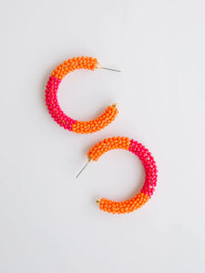 Staci Orange/Pink Hoop Earrings
