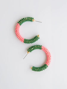 Staci Pink/Green Hoop Earrings