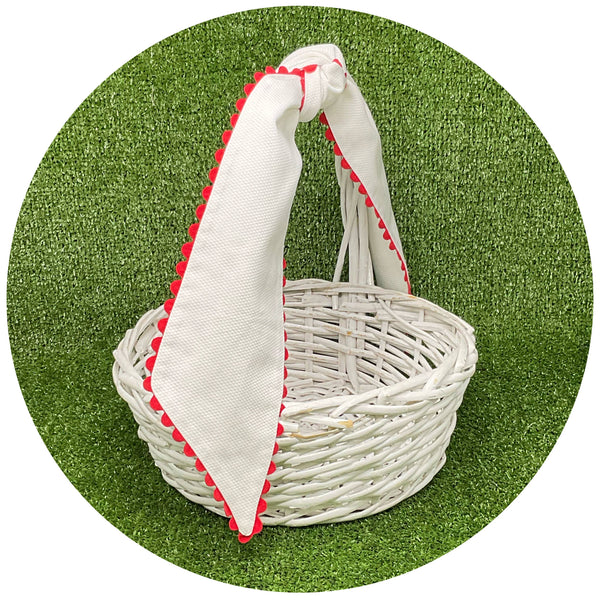 White Cotton Pique Sash with Trim: 44 inches / White