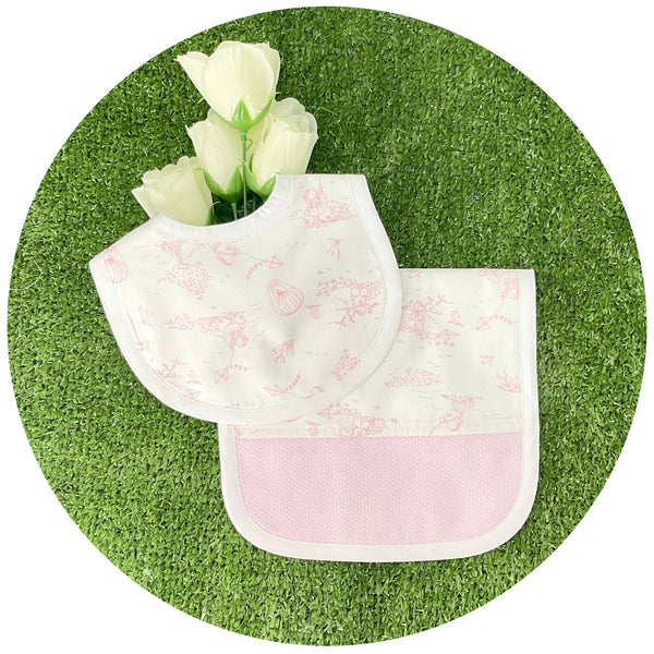 Pink Toile Custom Burp Set : Pink