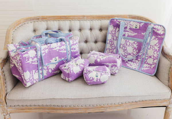 Lilac Blossoms | Quilted Cosmetic Bags-set of 3
