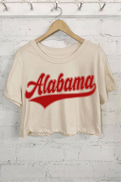 ALABAMA PUFF GRAPHIC SHORT CROP TOP: PEACH