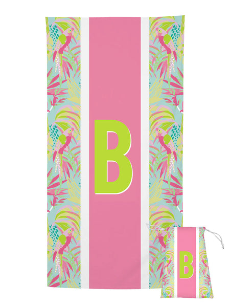 Mary Square Tropical Initial Beach Towel