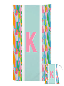 Mary Square Tropical Initial Beach Towel