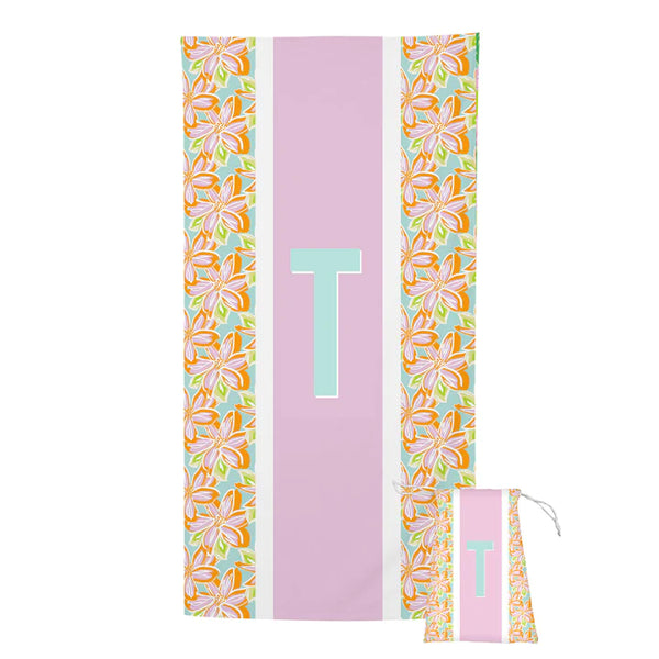 Mary Square Tropical Initial Beach Towel
