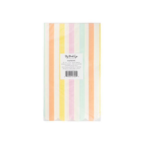 Spring Stripe Scallop Paper Dinner Napkin