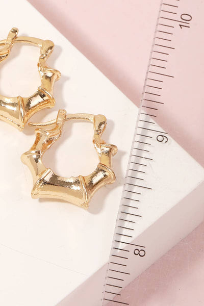Metallic Bamboo Latch Hoop Earrings: G