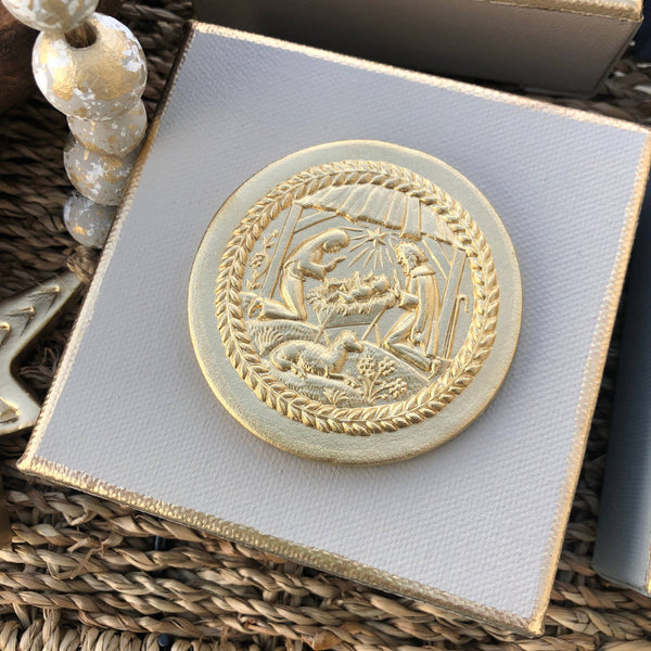 Nativity Intaglio Canvas | Plaster Intaglio Art | Christian: Sage