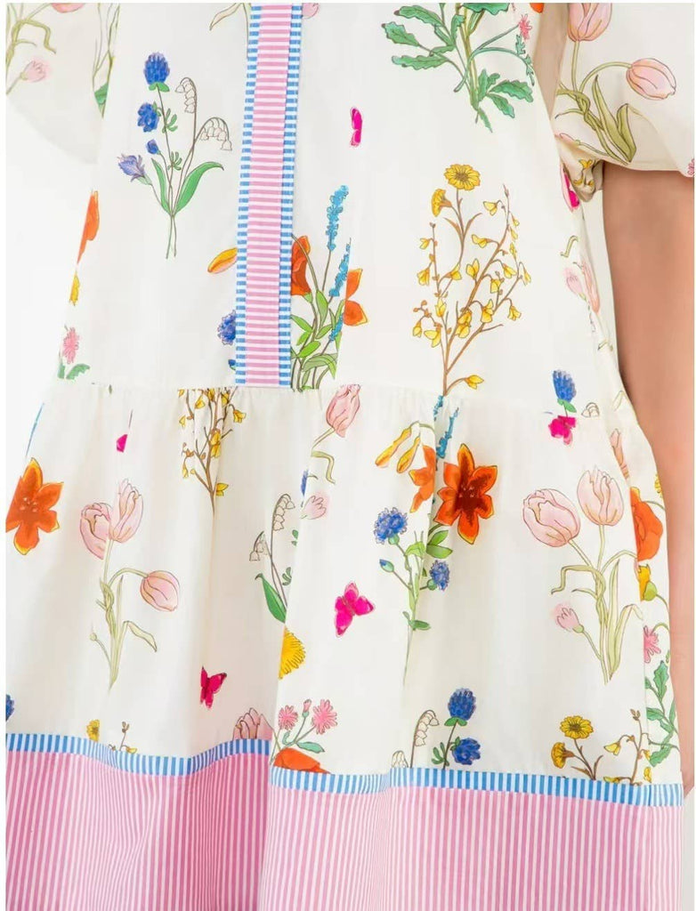 Large-Marbella Bohemia Floral puff sleeve relaxed midi dress The Cottage Basket Large-Marbella Bohemia Floral puff sleeve relaxed midi dress The Cottage Basket