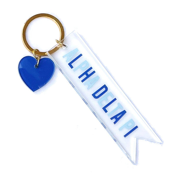 Sorority & Greek Acrylic Heart Keychain: Delta Zeta