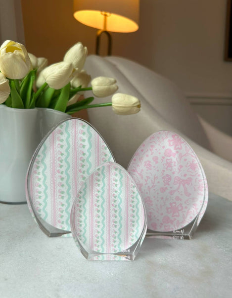 Pink Acrylic Egg Trio: Large