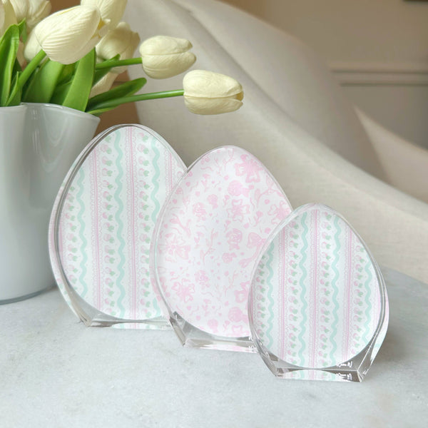 Pink Acrylic Egg Trio: Medium