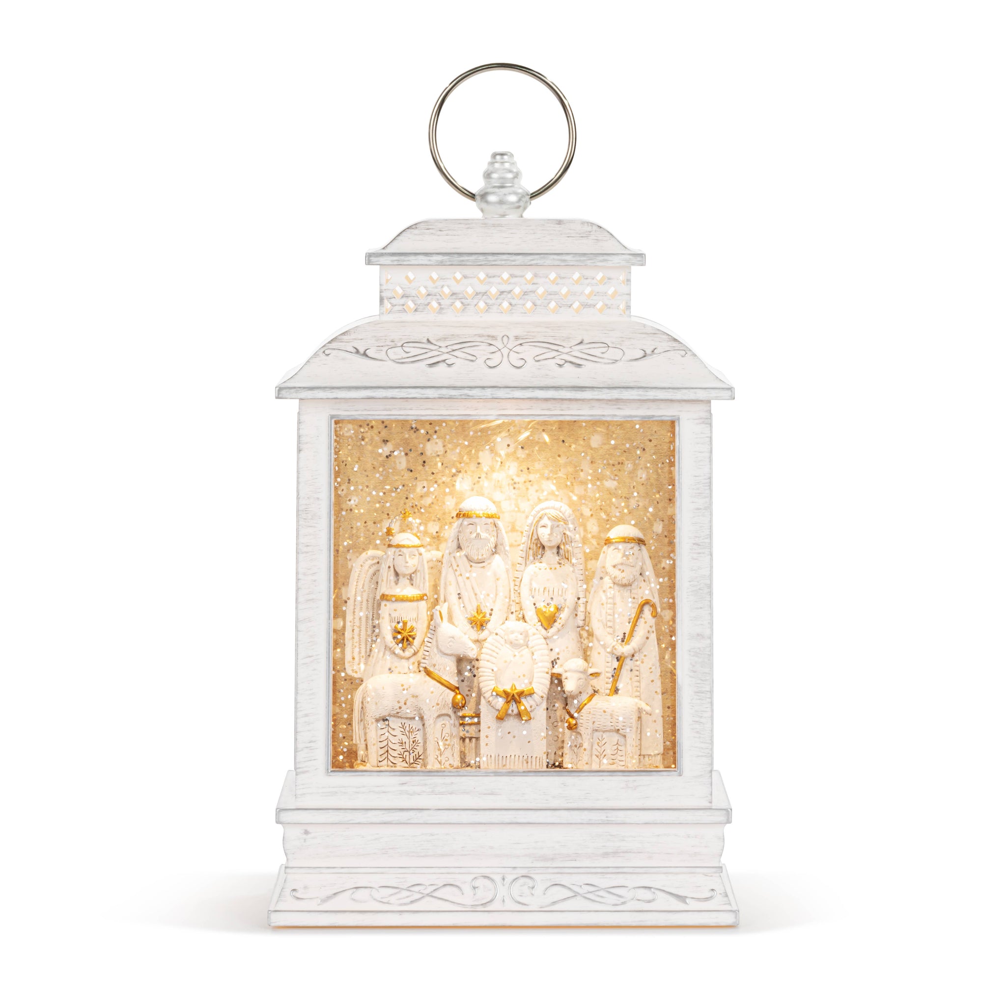 Nativity Lit Musical USB Snow Globe Lantern - 6.5x10in