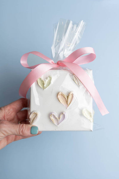 Canvas - 4x4 inch Pastel Polka Dot Hearts