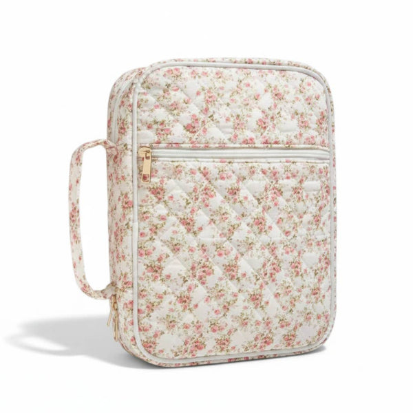 Quilted Bible Case for Women- Bible bag for Kids : Blue Floral