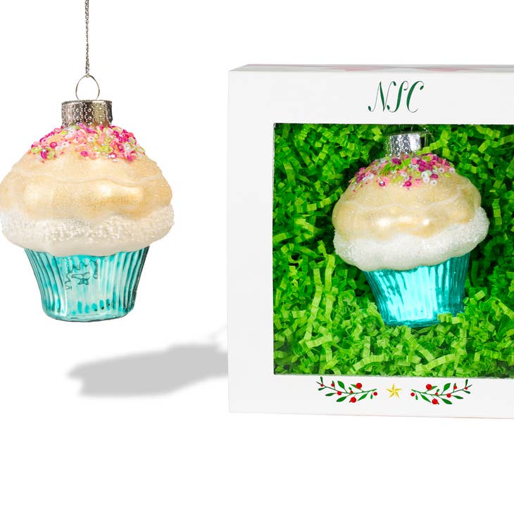 Cupcake Glass Ornament