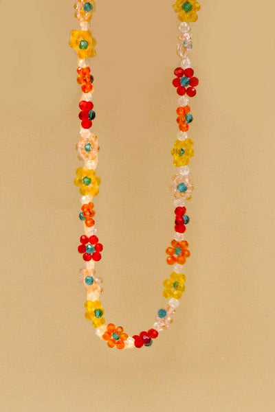 BEADED CHOKER FLOWER NECKLACE Multi