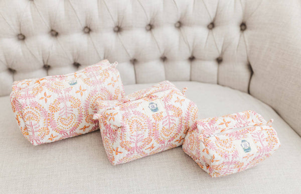 Dahlia | Quilted Cosmetic Bags-set of 3