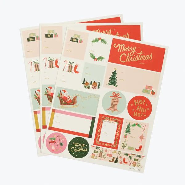 Pack of 3 Stickers & Labels- rifle Paper christmas