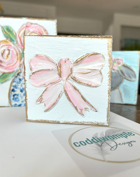 Pink bow mini block