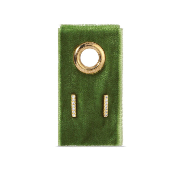 Pave Bar Studs On Velvet Gift Tag: Silver