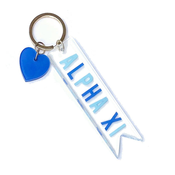 Sorority & Greek Acrylic Heart Keychain: Alpha Phi