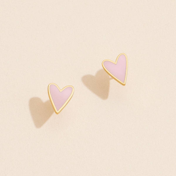 Blush Heart 18K Gold Dip Stud Earrings