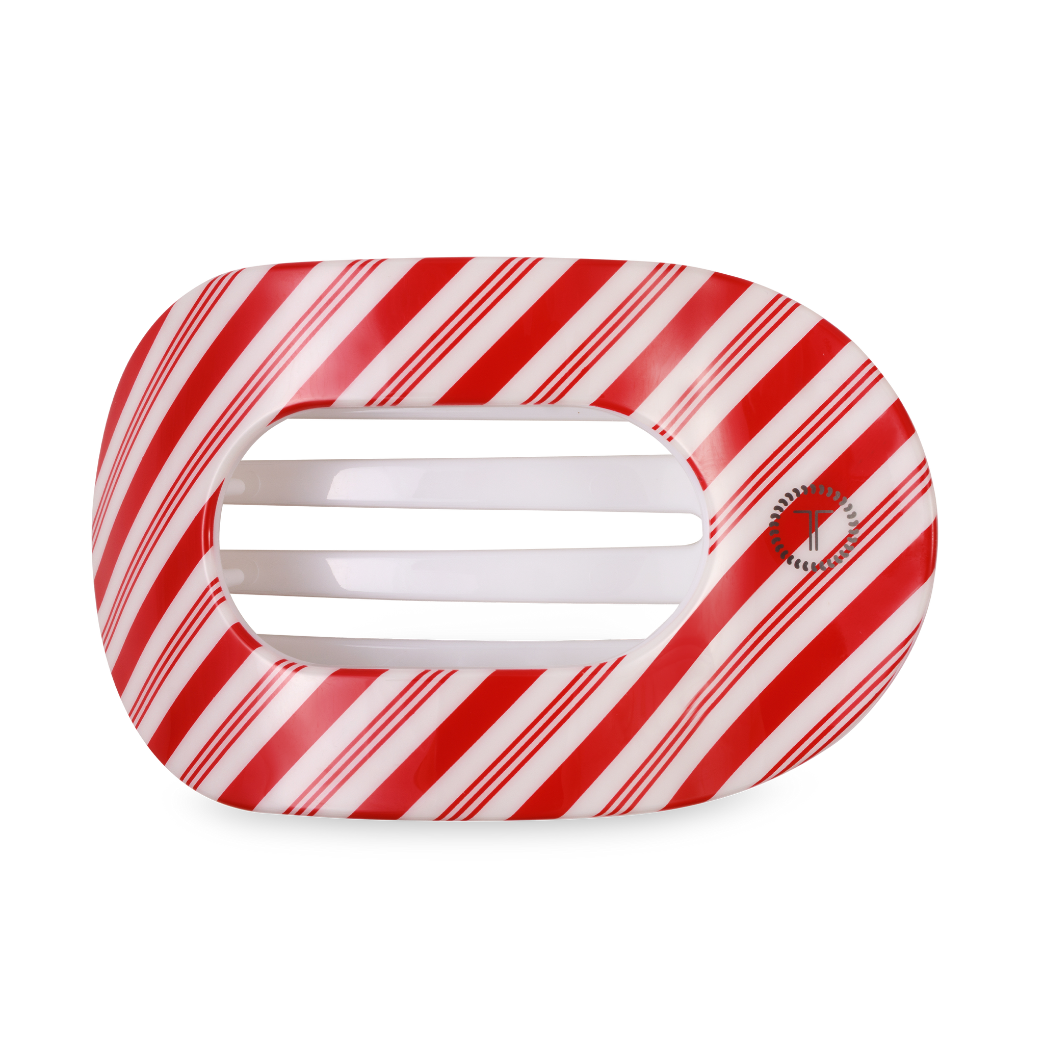Flat Round Hair Clip | Large | Candy Cane Crush